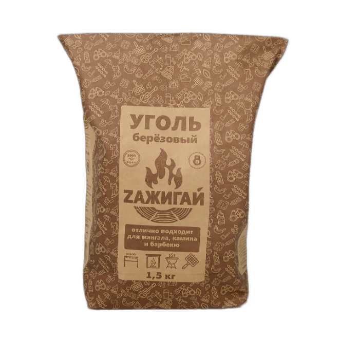Уголь Древесный "ЗАЖИГАЙ" 1,5 КГ