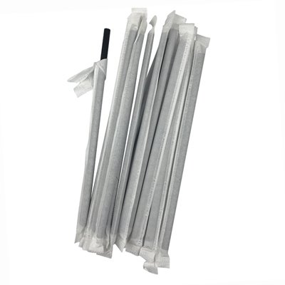 Трубочка в инд упаковке 7х210мм ЧЁРНАЯ (250шт) (20уп/кор)