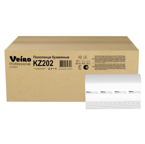 Полотенца Veiro Professional Comfort Z-сложения 2-сл. 200л/упак (21) KZ202