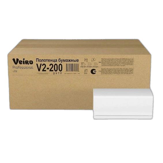 Полотенца Veiro Professional Lite V-сложения 1-сл. 200л/упак (20) V2-200